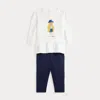 Polo Ralph Lauren Ralph Lauren Polo Bear Long Sleeve Cotton Graphic Sweatshirt & Leggings Set In Paper White