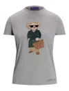 Ralph Lauren Bear Graphic Print Tshirt With Short Sleeves In Gray