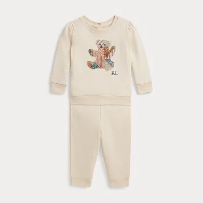 Ralph Lauren Babies' Polo Bear Terry Sweatshirt & Pant In Guide Cream In Neutral