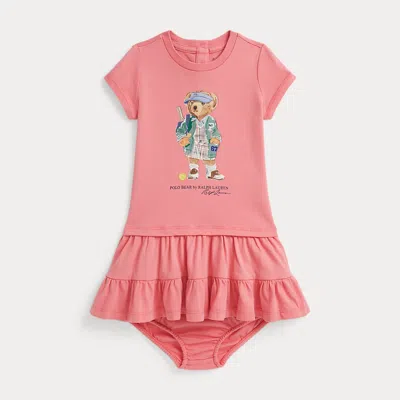 Ralph Lauren Babies'  Polo Bear Tiered Cotton Jersey Dress In Pink
