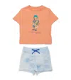 Ralph Lauren Polo Bear Top And Shorts Set In Orange