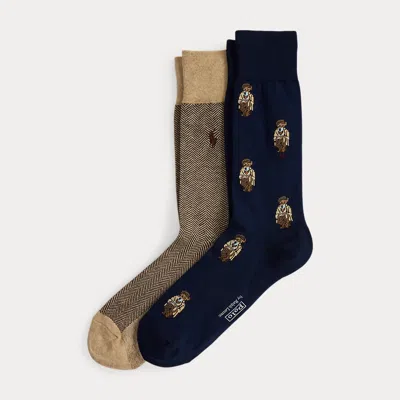 Ralph Lauren Polo Bear Trouser Sock 2-pack In Black
