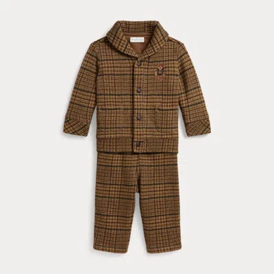 Ralph Lauren Babies' Polo Bear Tweed-print Jacket & Pant In Glenview Tweed In Animal Print