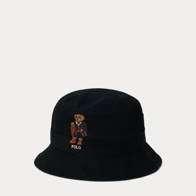 Ralph Lauren Polo Bear Twill Bucket Hat In Black