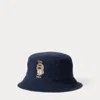 Ralph Lauren Polo Bear Twill Bucket Hat In Newport Navy