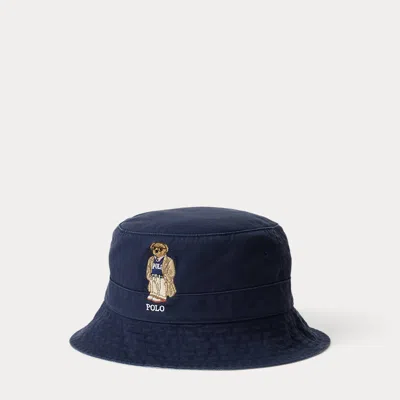 Ralph Lauren Polo Bear Twill Bucket Hat In Newport Navy