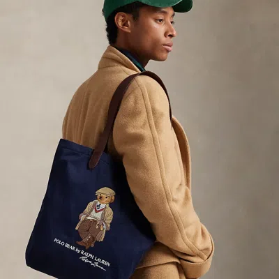 Ralph Lauren Polo Bear Twill Shopper Tote In Blue