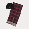 Ralph Lauren Polo Bear Wool Beanie & Scarf Gift Set In Burgundy