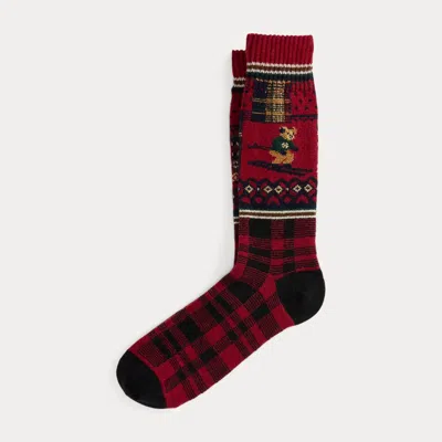 Ralph Lauren Polo Bear Wool-blend Boot Socks In Multi