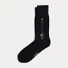 Ralph Lauren Polo Bear Wool-blend Dress Socks In Black