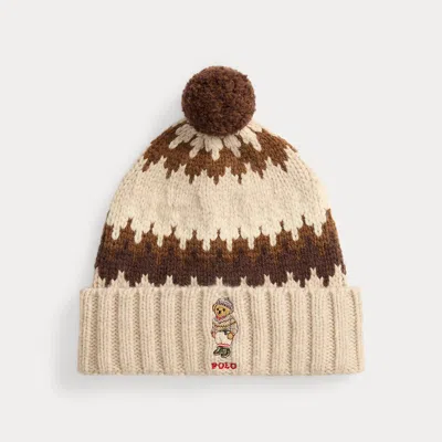 Ralph Lauren Polo Bear Wool-blend Pom Beanie In White