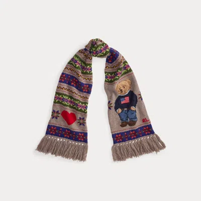 Ralph Lauren Polo Bear Wool-blend Scarf In Multi