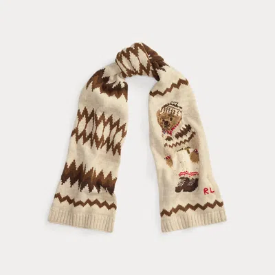 Ralph Lauren Polo Bear Wool-blend Scarf In White