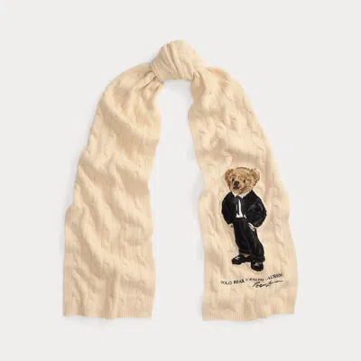 Ralph Lauren Polo Bear Wool-blend Scarf In White