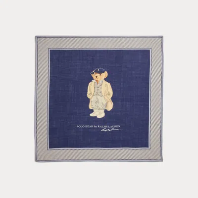 Ralph Lauren Polo Bear Wool-silk Bandanna In Blue