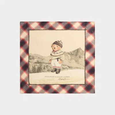 Ralph Lauren Polo Bear Wool-silk Square Scarf In White