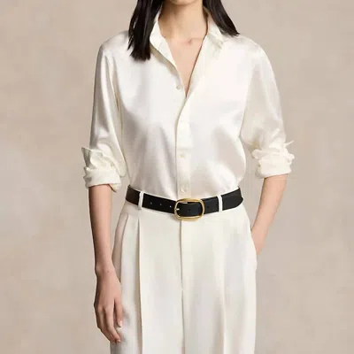 Ralph Lauren Polo Classic Fit Silk Shirt In Neutral