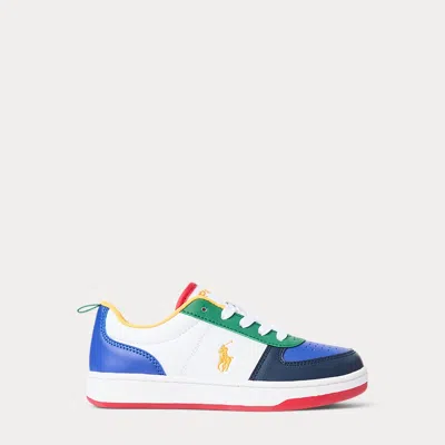 Ralph Lauren Kids' Polo Court Faux-leather Trainer In Multi