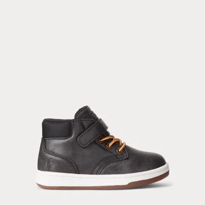 Ralph Lauren Kids' Polo Court High-top Ps Sneaker In Black On Black In Multi
