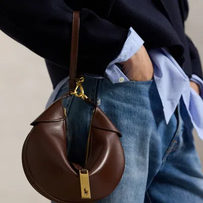 Ralph Lauren Polo Id Calfskin Mini Shoulder Bag In Brown
