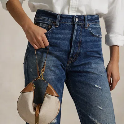 Polo Ralph Lauren Polo Id Canvas-leather Mini Shoulder Bag In Natural