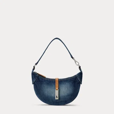 Polo Ralph Lauren Polo Id Denim Mini Shoulder Bag In Medium Wash