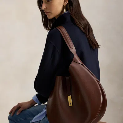 Ralph Lauren Polo Id Large Calfskin Shoulder Bag In Brown