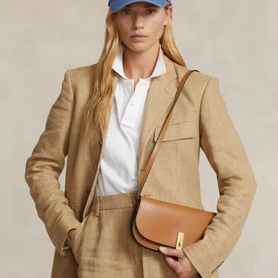 Ralph Lauren Polo Id Leather Medium Clutch-bag In Tan In Brown