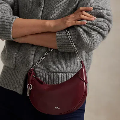 Ralph Lauren Polo Id Leather Mini Chain Bag In Red