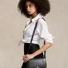 Polo Ralph Lauren Polo Id Leather Saddle Bag In Black
