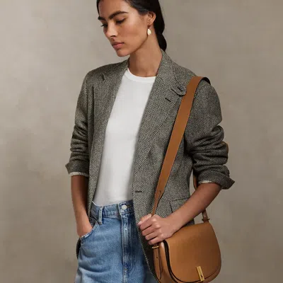 Polo Ralph Lauren Polo Id Leather Saddle Bag In Tan In Brown