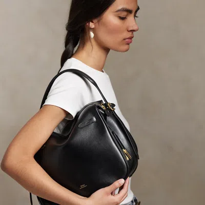 Polo Ralph Lauren Polo Id Leather Satchel In Black