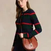 Polo Ralph Lauren Polo Id Leather Small Shoulder Bag In Whiskey