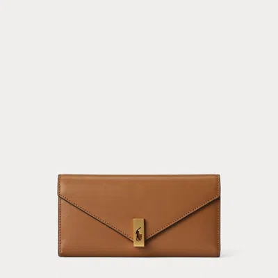 Polo Ralph Lauren Polo Id Leather Wallet In Tan In Brown