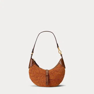 Ralph Lauren Polo Id Raffia Mini Shoulder Bag In Orange
