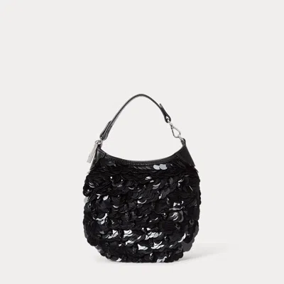 Ralph Lauren Polo Id Silk Paillette Pouch In Black