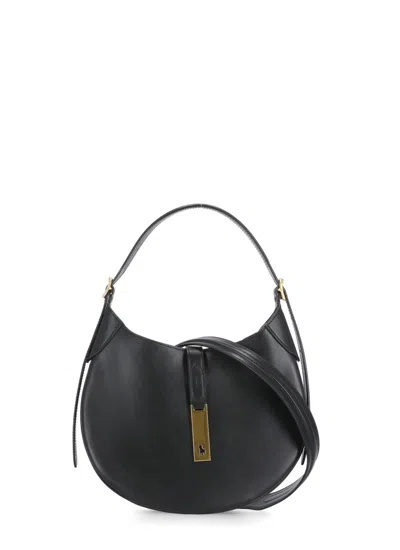 Polo Ralph Lauren Polo Id Calfskin Shoulder Bag In Black