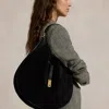 Polo Ralph Lauren Polo Id Suede Large Shoulder Bag In Black/c L