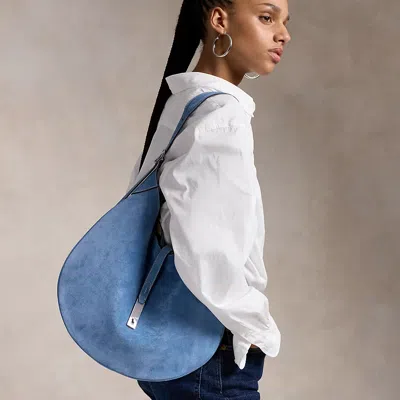 Polo Ralph Lauren Polo Id Suede Large Shoulder Bag In Bluebell