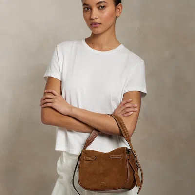 Polo Ralph Lauren Polo Id Suede Mini Satchel In Cinnamon/cuoio In Brown
