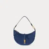 Ralph Lauren Polo Id Suede Mini Shoulder Bag In Blue