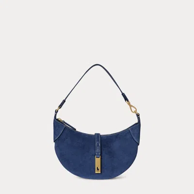 Ralph Lauren Polo Id Suede Mini Shoulder Bag In Blue