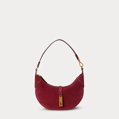 Ralph Lauren Polo Id Suede Mini Shoulder Bag In Red
