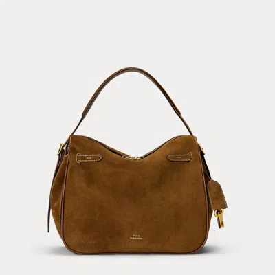 Polo Ralph Lauren Polo Id Suede Satchel In Cinnamon/cuoio