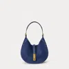 Ralph Lauren Polo Id Suede Small Shoulder Bag In Blue