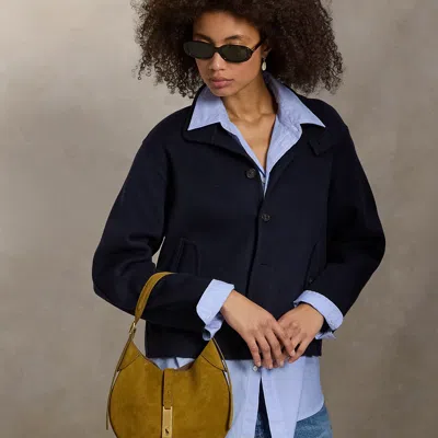 Ralph Lauren Polo Id Suede Small Shoulder Bag In Green