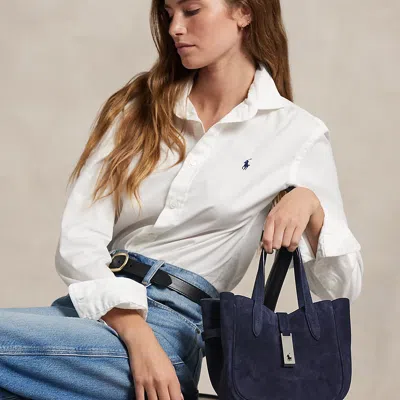 Polo Ralph Lauren Polo Id Suede Small Tote In Night