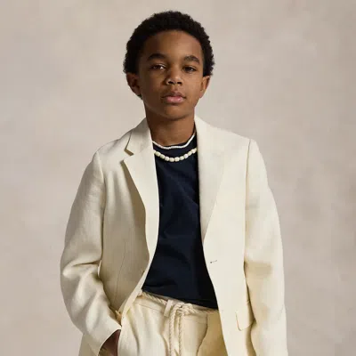 Ralph Lauren Kids' Polo Linen Suit Jacket In Light Cream In Yellow