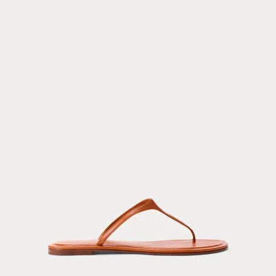 Polo Ralph Lauren Polo Play Leather Thong Sandal In Cuoio In Brown