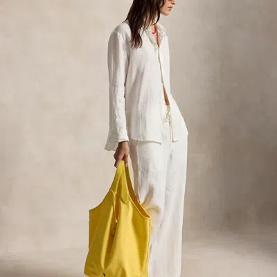 Polo Ralph Lauren Polo Play Canvas-leather Large Tote In Collegiate Yellow